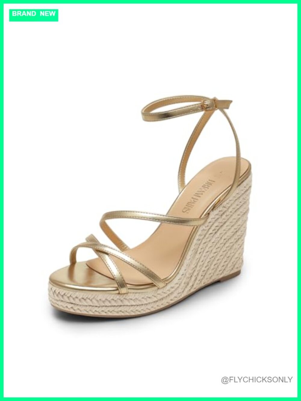 Women's Strappy Espadrille Wedge Sandals Faux Leather Ankle Strap